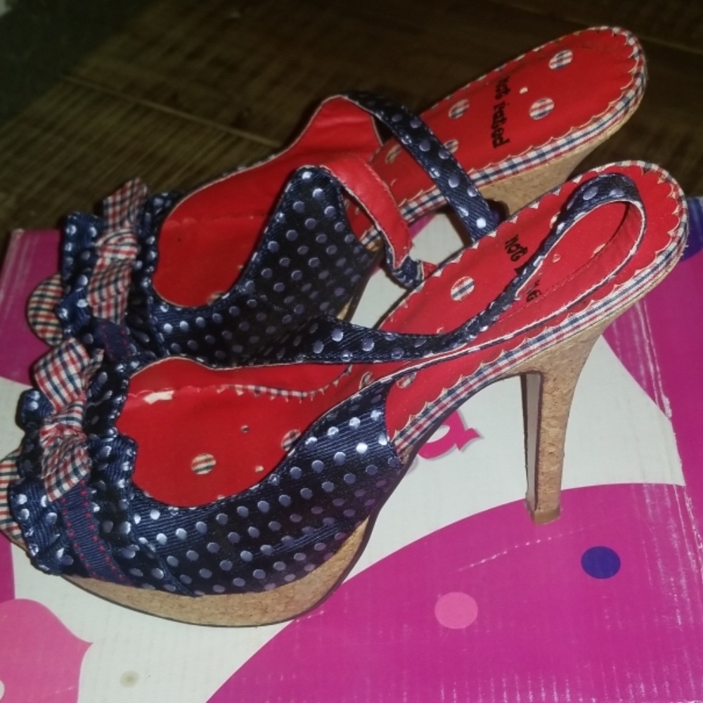 Polka dot (red, white, blue) heels - Picture 2 of 3